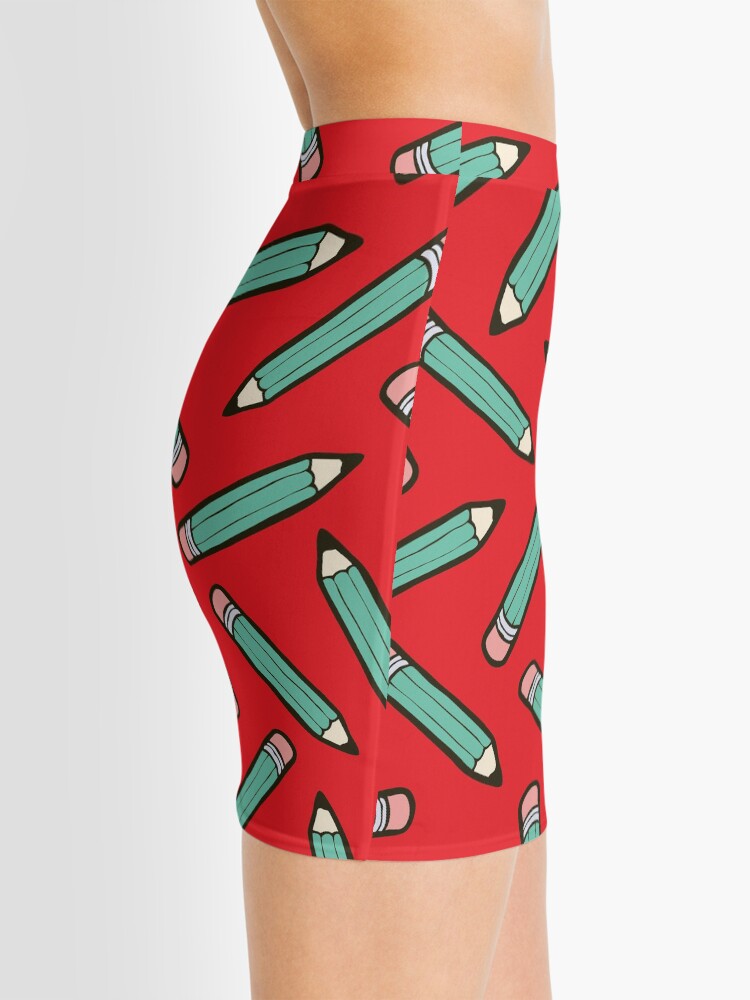 Alternate view of Pencil Power Red Pattern Mini Skirt