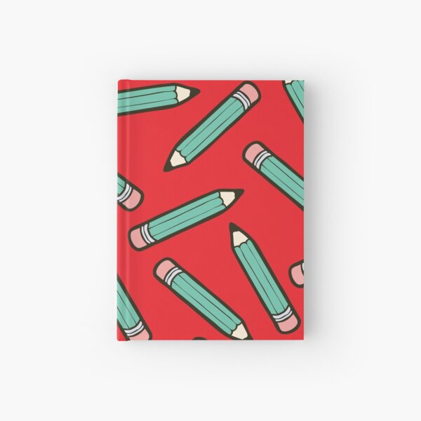 Pencil Power Red Pattern Hardcover Journal