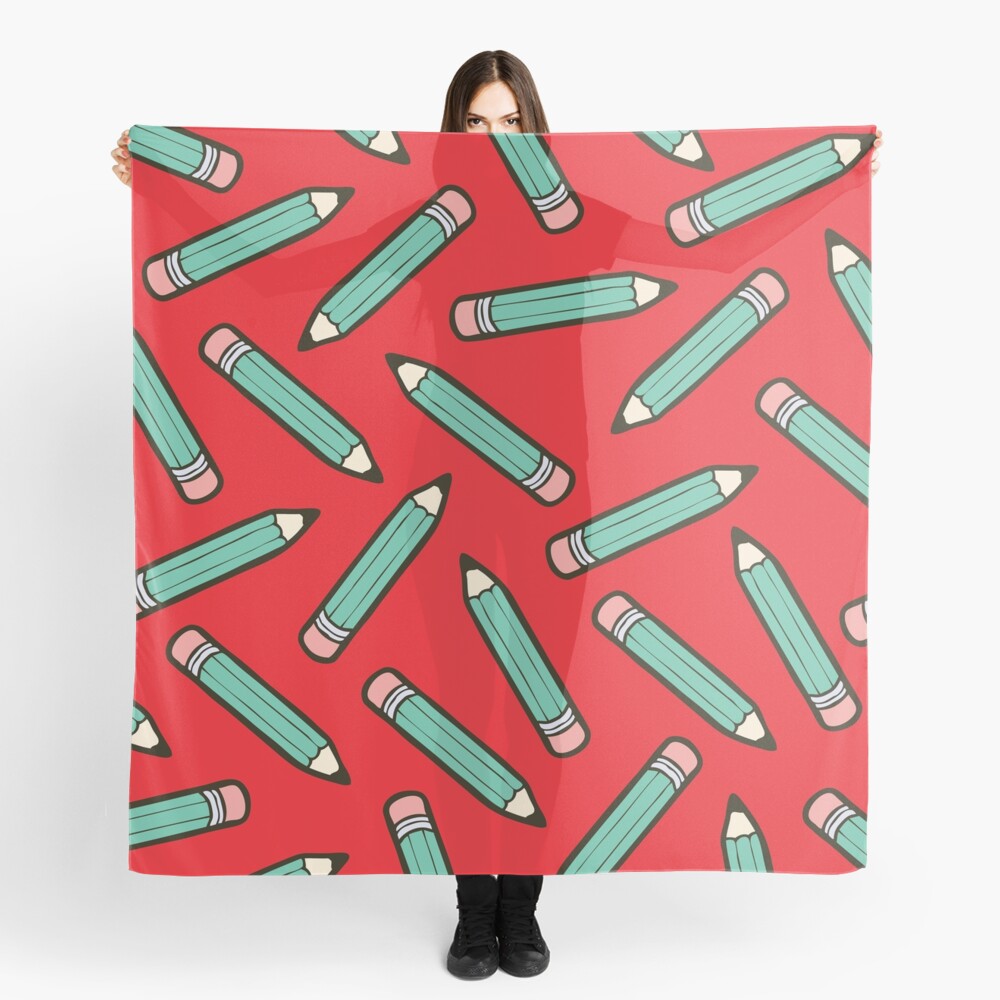 Pencil Power Red Pattern Scarf