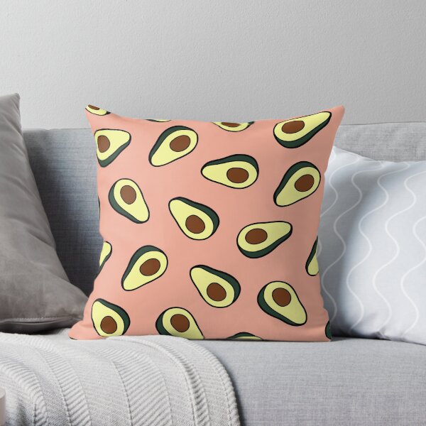Avocado Pattern in Pink Throw Pillow