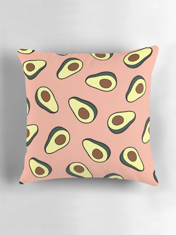Thumbnail 3 of 4, Pillow, Avocado Pattern in Pink designed and sold by evannave.