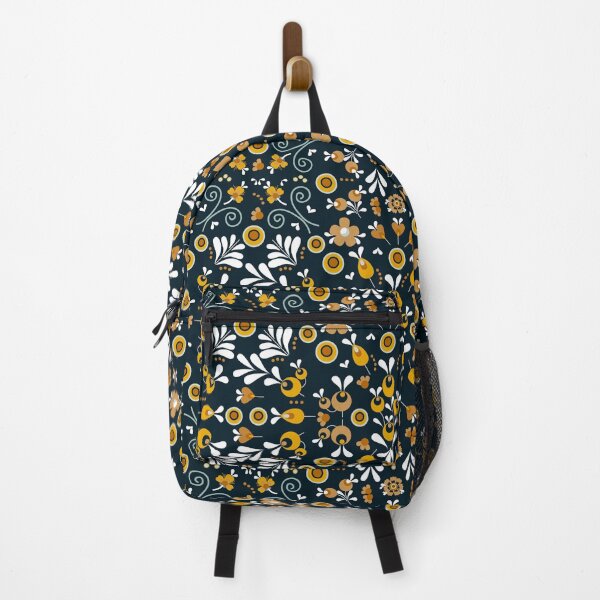Item preview,  Floral folk pattern on Night Blue background designed and sold by IlustraDeni.
