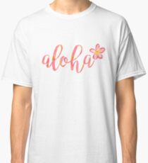 Aloha Hawaii Plumeria Watercolor Floral Classic T-Shirt