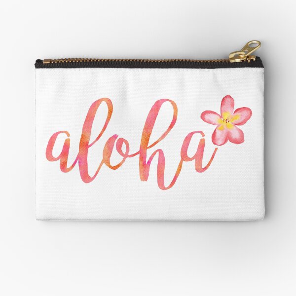 Aloha Hawaii Plumeria Watercolor Floral Zipper Pouch