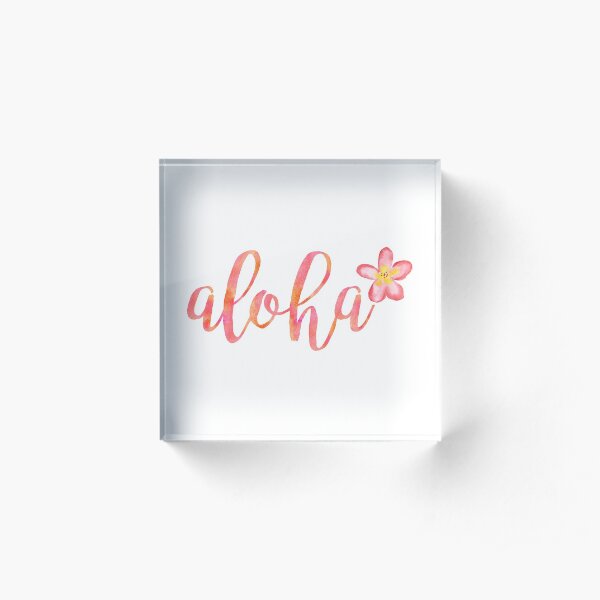 Aloha Hawaii Plumeria Watercolor Floral Acrylic Block