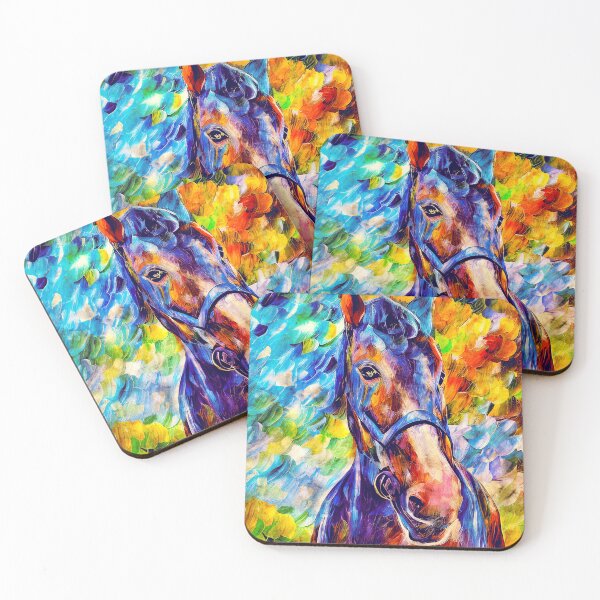 Item preview, Colorful portrait of a friendly horse -  digital painting  designed and sold by NickoPrints.