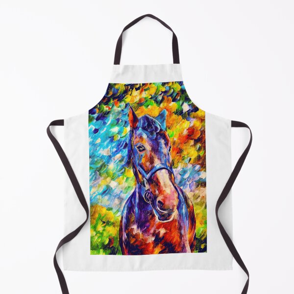 Item preview, Colorful portrait of a friendly horse - digital painting designed and sold by NickoPrints.
