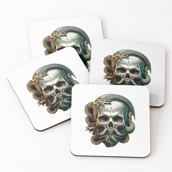 Item preview, SKULL BEARD GOLD SNAKE DARK PIRATE EMPEROR SERPENT SINISTER #ogirdor designed and sold by ogirdorgraphics.