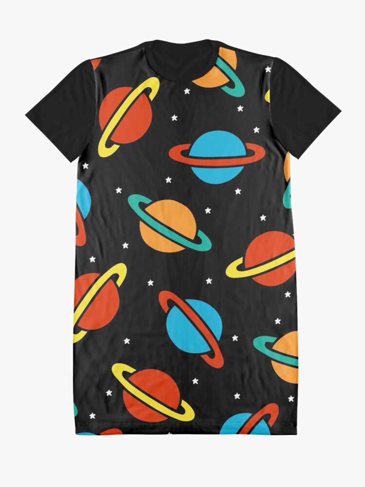 Alternate view of Space Planets Pattern Graphic T-Shirt Dress