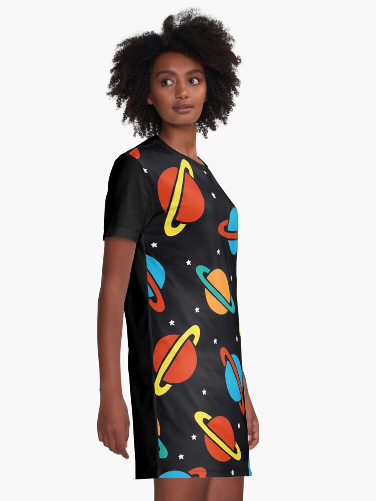 Alternate view of Space Planets Pattern Graphic T-Shirt Dress