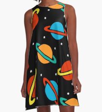 Raumplaneten-Muster A-Linien Kleid