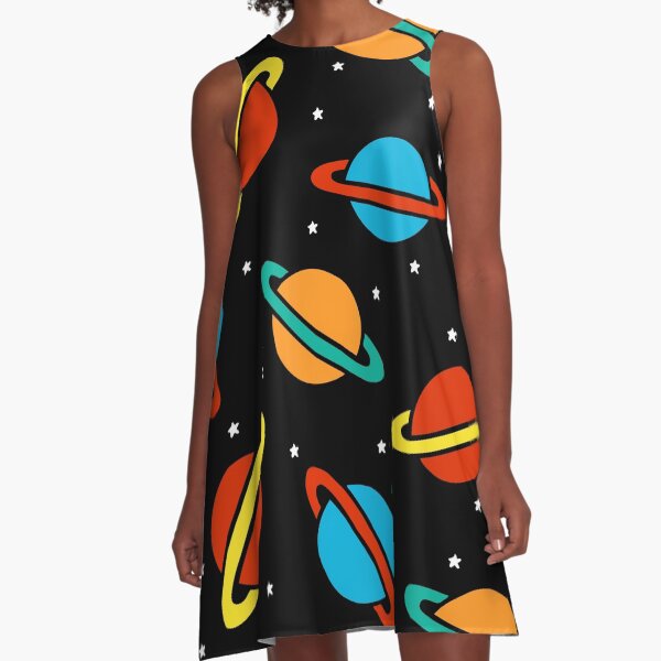 Space Planets Pattern A-Line Dress