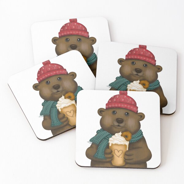 Item preview, bear with coffee mug designed and sold by sweetanndspooky.