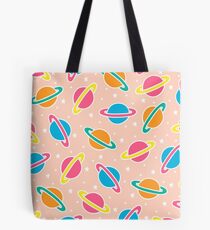 Pink Planets Pattern Tote Bag