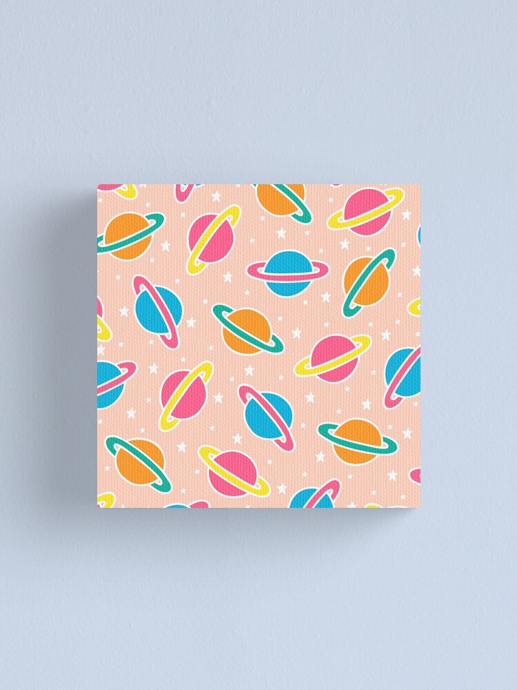 Alternate view of Pink Planets Pattern Canvas Print