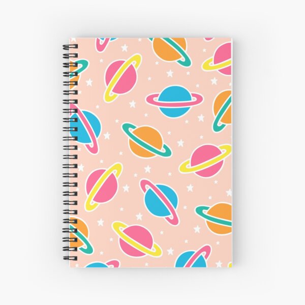 Pink Planets Pattern Spiral Notebook