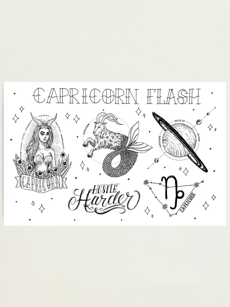 Capricorn Glyph Zodiac Constellation Tattoo Design – Tattoos Wizard Designs