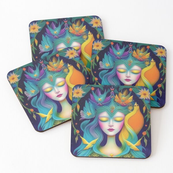 Item preview, girl with a bird and flowers bird lover  designed and sold by SBlagojevic.