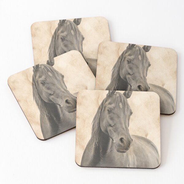 Item preview, Curious brown Arabian horse blended on old paper designed and sold by NickoPrints.