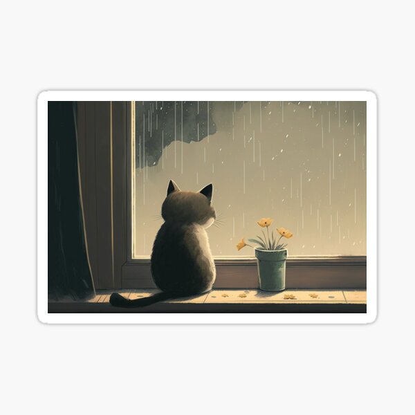 Rainy Day Black Cat in Window Sticker – Fellow Stranger