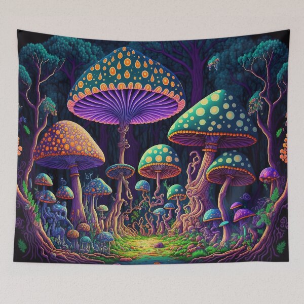 Item preview, Abstract glowing psychedelic mushroom illustration designed and sold by justinasv775.