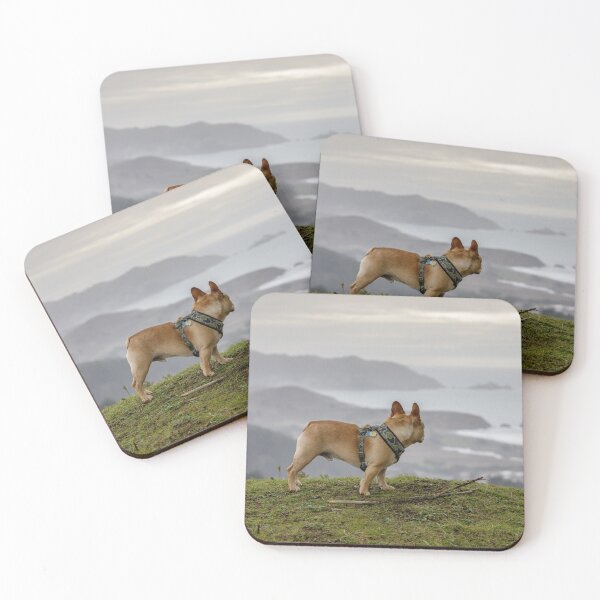 Item preview, French Bulldog looking backwards at coastal views designed and sold by yhelfman.