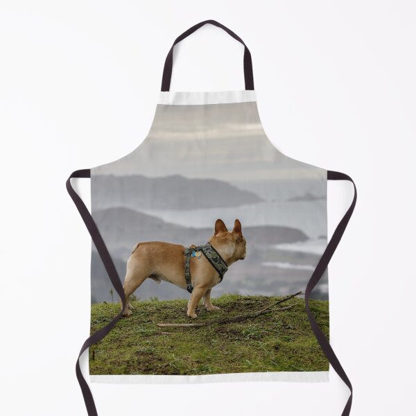 Item preview, French Bulldog looking backwards at coastal views designed and sold by yhelfman.