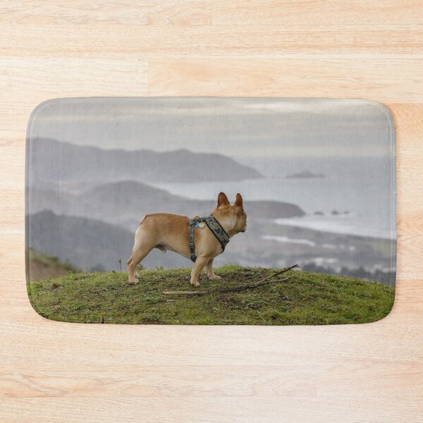 Item preview, French Bulldog looking backwards at coastal views designed and sold by yhelfman.