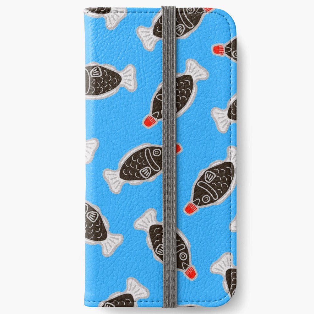 Sushi Soy Fish Pattern in Blue iPhone Wallet