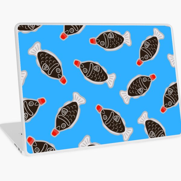 Sushi Soy Fish Pattern in Blue Laptop Skin
