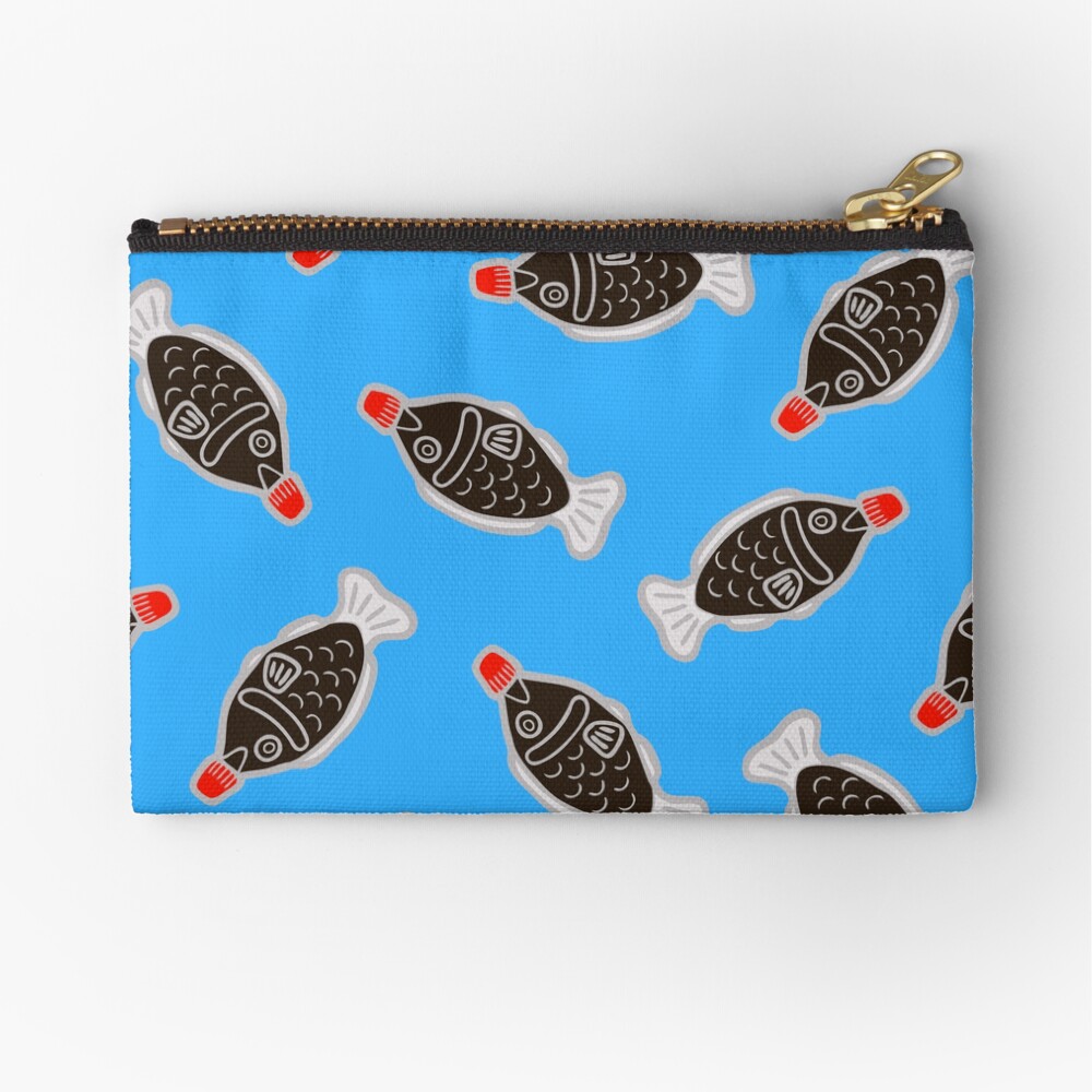 Sushi Soy Fish Pattern in Blue Zipper Pouch