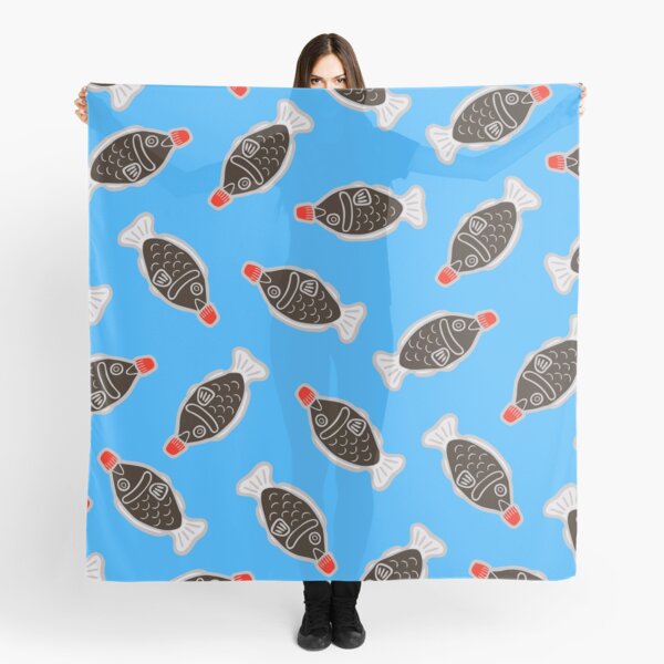 Sushi Soy Fish Pattern in Blue Scarf