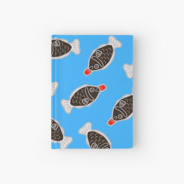 Sushi Soy Fish Pattern in Blue Hardcover Journal