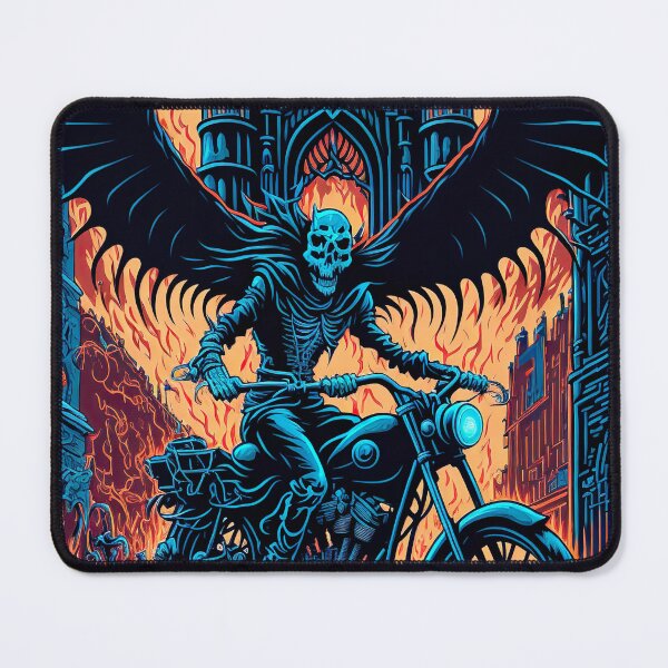 Item preview, Skeleton Riding Motorbike - Orange Moon designed and sold by KoolArtDistrict.