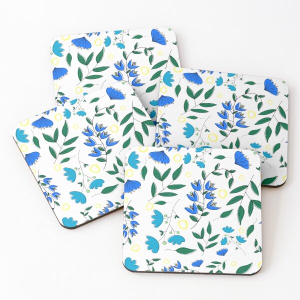 Item preview, Fun Doodle Flowers in Shades of Blue  designed and sold by dKarthdesign.