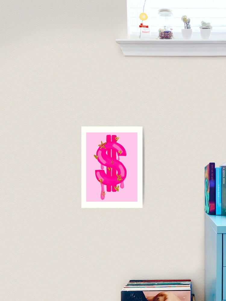 Pink Dollar Sign - Preppy Aesthetic Art Print by Aesthetic Wall