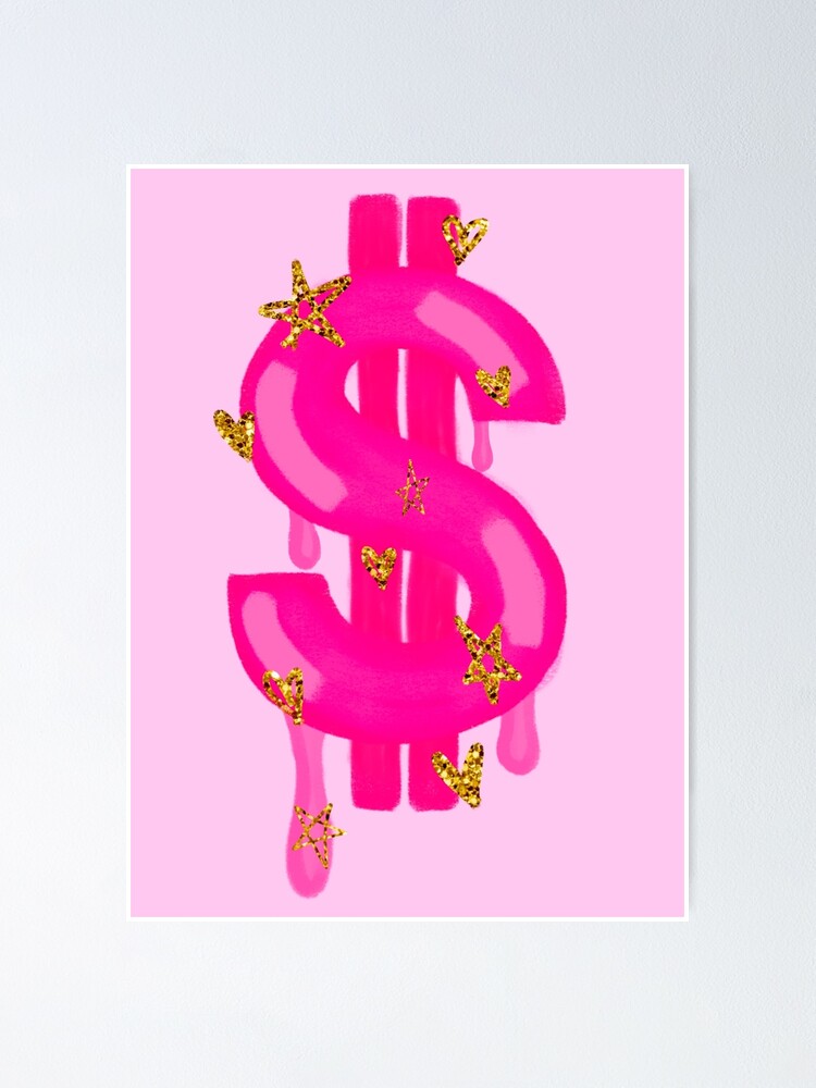 Pink Dollar Sign Symbol - Preppy Aesthetic Decor Stationery Cards