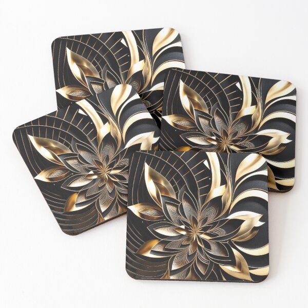 Item preview, Black and gold flower paper art designed and sold by RK - Shop.