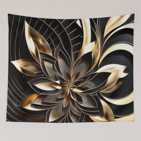 Item preview, Black and gold flower paper art designed and sold by RK - Shop.