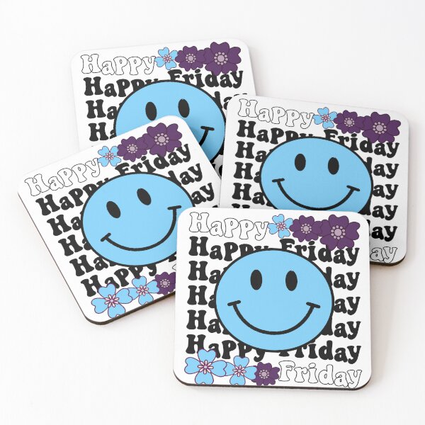 Item preview, Happy Friday Positive Energy Vibes Blue Happy Face designed and sold by PearlMoonGrapes.