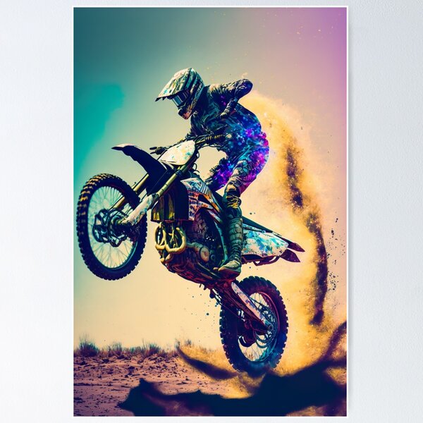 Item preview, Cool Dirt Bike With Neon Spark designed and sold by KoolArtDistrict.