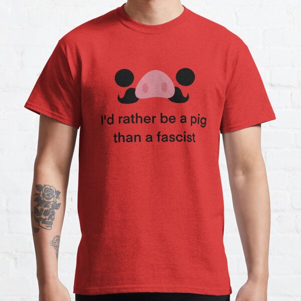 Create an eco hipster rooster shirt with flying pigs (read