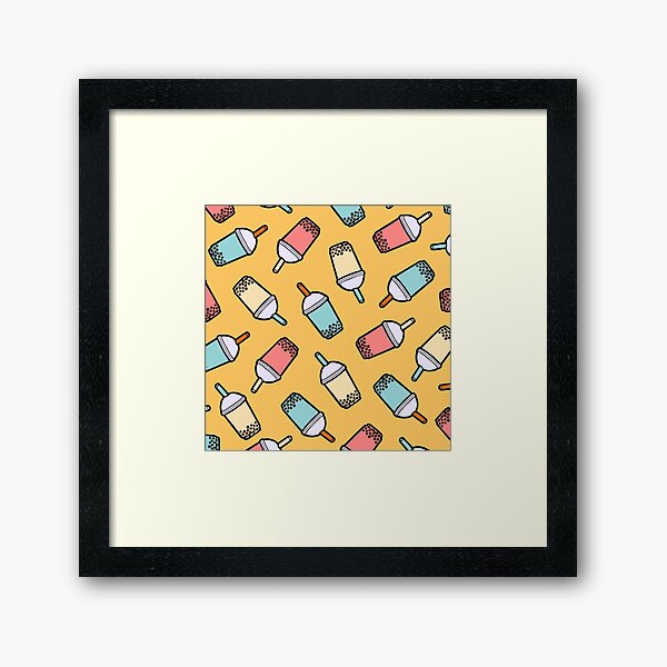 Bubble Tea Pattern Framed Art Print