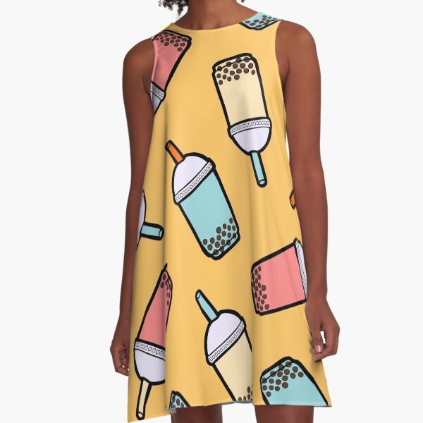 Bubble Tea Pattern A-Line Dress