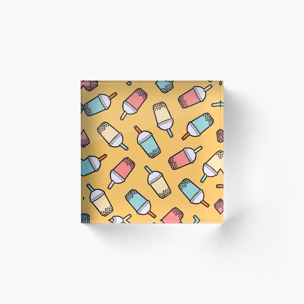 Bubble Tea Pattern Acrylic Block