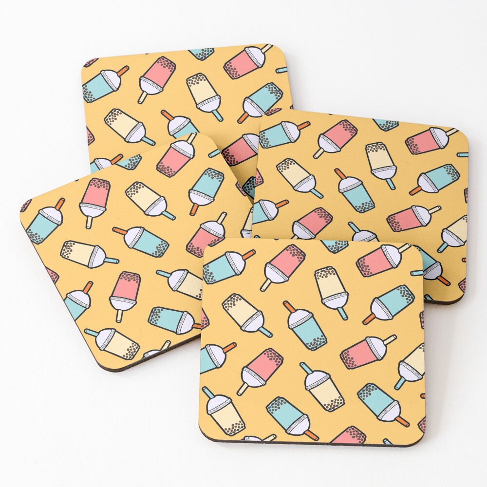 Bubble Tea Pattern Coasters (Set of 4)
