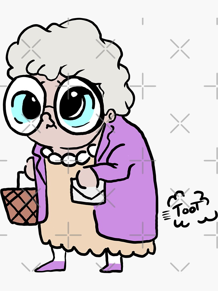 "Farting old lady grandma" Sticker for Sale by A-artvark | Redbubble