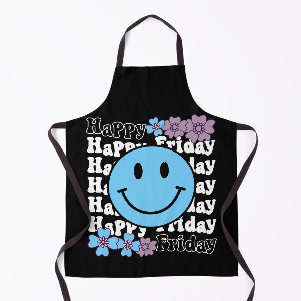 Item preview, Happy Friday Positive Energy Vibes Blue Happy Face - Black designed and sold by PearlMoonGrapes.