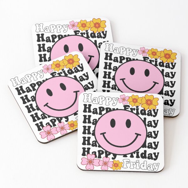 Item preview, Happy Friday Positive Energy Vibes Pink Happy Face designed and sold by PearlMoonGrapes.
