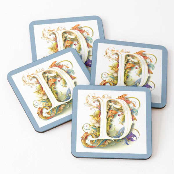 Item preview, Art Font Letter D: Art Nouveau Style, Unique and Colorful, Green Background designed and sold by factory88.